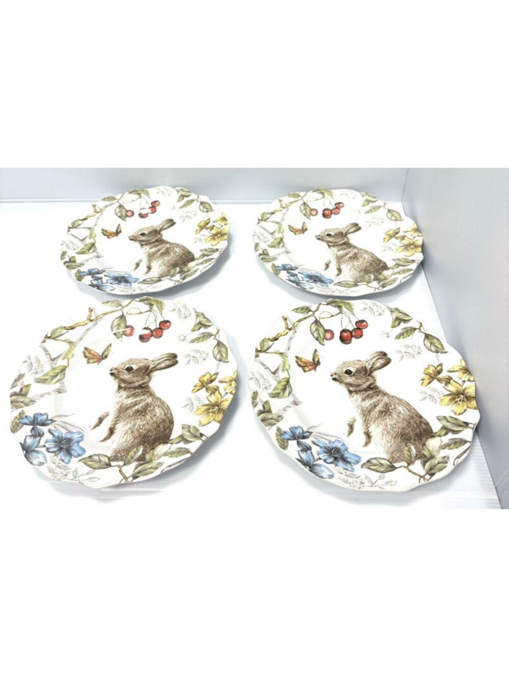 Pier 1 Sofie The Bunny Salad Plates Easter Ceramic Rabbit Spring -*One Has Chip*